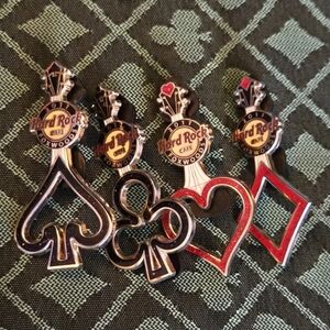 2011 Hard Rock Cafe Foxwoods Poker Suits Guitar Pin Set